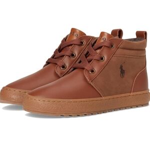 Polo by Ralph Lauren Camdyn Kid's Brown Leather Sneakers Size 3